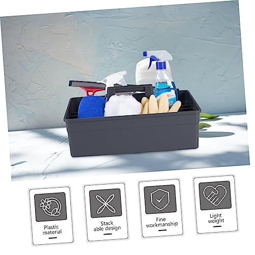 Happyyami Thick Plastic Cleaning Basket with Portable Handle Versatile Storage Organizer for Cleaning Tools and Supplies for Home and Office Use