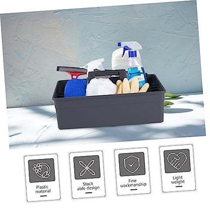 Happyyami Thick Plastic Cleaning Basket with Portable Handle Versatile Storage Organizer for Cleaning Tools and Supplies for Home and Office Use