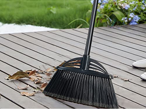 Four-Section Rod Long-Handled Broom,Heavy-Duty Broom, Angle Broom for Outdoor/Indoor（Black+Blue） - color: Black+blue