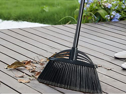 Four-Section Rod Long-Handled Broom,Heavy-Duty Broom, Angle Broom for Outdoor/Indoor（Black+Blue） - color: Black+blue