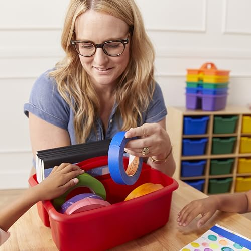 ECR4Kids 2-Compartment Large Plastic Caddy, Multipurpose Organization, Primary, 6-Pack - color: Primary