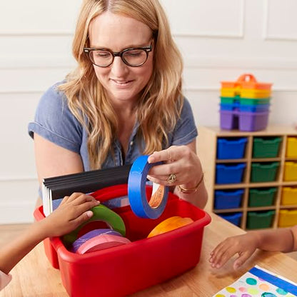 ECR4Kids 2-Compartment Large Plastic Caddy, Multipurpose Organization, Primary, 6-Pack - color: Primary