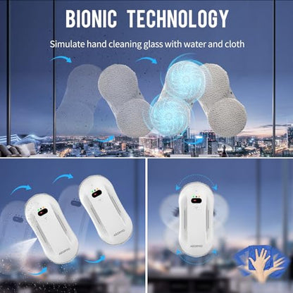 Window Cleaning Robot with Auto Water Spray & Smart Navigation, Automatic Window Cleaner Robot for Inside/Outside Glass with Triple Safety System, Edge Detection and Remote Control