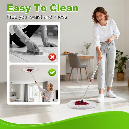 Mop Heads Replacements for O Cedar,Mop Replace Head for Ocedar Easywring 1 Tank,Include 3 Spin Mop Replacement Head 1 Scrub Brush and 1 Mop Base Deep Cleaning & Machine Washable - color: White