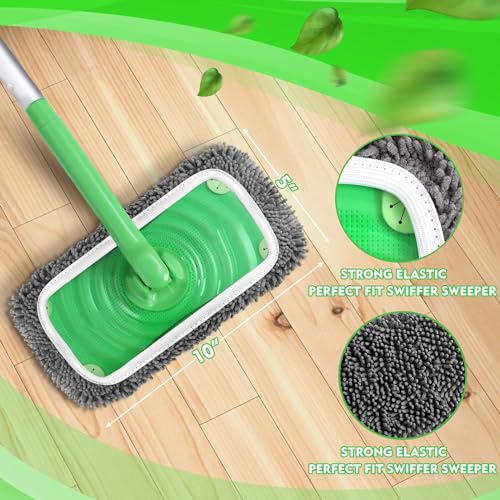 Reusable Wet Pads Refill for Swiffer Sweeper Mop - Dry Sweeping Cloths & Wet Mopping Cloths for Household Cleaning - Washable Microfiber Mop Pads, 6 Pack (Mop is not Included) - color: 6 Pack (Grey)