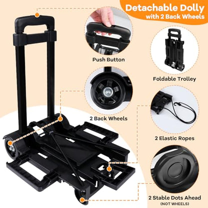 COVKEV Rolling Cleaning Caddy with Wheels& Built-in Board, Extra Large Cleaning Caddy Bag with Detachable Trolley, Water Resistant Lining Cleaning Supplies Organizer on Wheels for Housekeepers (Black)