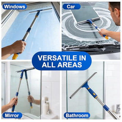 ITTAR 14 inch Rotatable Shower Squeegee for Glass Doors, Multi-Purpose Window Squeegee with Refill Rubber Blade, Bathroom Cleaner Tool for Shower Door Window Mirror Wall Car Windshield - size: 14 inch