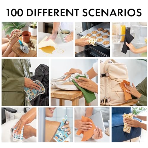 SUPERSCANDI 5 Pack Swedish Dishcloths for Kitchen - 100% Biodegradable & Compostable | Reusable Paper Towels Washable, Food-Safe & Without Plastic - Dish Rags Suitable for Any Surface | Scandi Design - color: Scandi Design