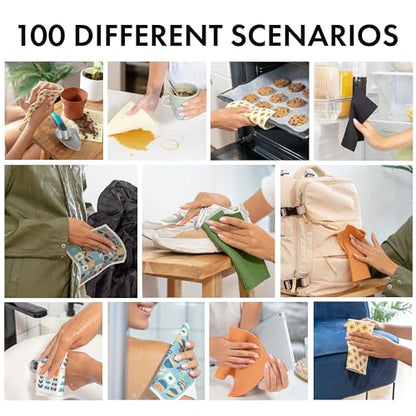 SUPERSCANDI 5 Pack Swedish Dishcloths for Kitchen - 100% Biodegradable & Compostable | Reusable Paper Towels Washable, Food-Safe & Without Plastic - Dish Rags Suitable for Any Surface | Scandi Design - color: Scandi Design