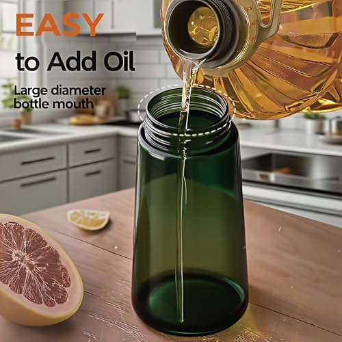 16oz/470ml Glass Olive Oil Sprayer for Cooking, 2 in 1 Oil Dispenser for Kitchen Spray and Pour, Premium Light-Blocking Oil Bottle, Food-Grade Spray Bottle, for Salad, Air Fryer, BBQ (Green) - color: Green Glass/Black Cap