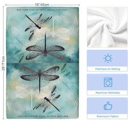 Turquoise Dragonfly Kitchen Towels Set of 4, Ultra Absorbent Dish Towels Quick Drying Microfiber Hand Towel Decorative Country Gradient Black Animals Tea Towel Dishcloths for Kitchen Cleaning 18"x28" - size: 4 Pack