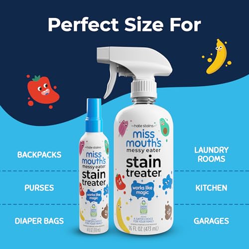 Miss Mouth's Messy Eater Stain Treater Spray - 16oz Stain Remover - Newborn & Baby Essentials - No Dry Cleaning Food, Grease, Coffee Off Laundry, Underwear, Fabric - style: 1 Pack (16oz)