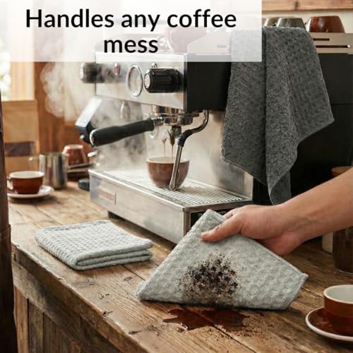 Solyra Barista Towels, 6 Pack, 12 x 12 in, Dark & Light Gray | OEKO-TEX Certified, Barista Microfiber Cloths, Espresso Towels for Steam Wands & Drip Trays - color: Light/Dark Gray