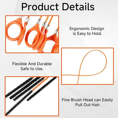 1/3pcs Extra Long Stainless Steel Drain Pipe Unclogging Hook,Nylon Coated-Suitable for Bathroom Sink, Bathtub/Shower Drain Pipes/Plumbing Accessory|Durable Nylon Material, Drain Cleaning Too (3pcs) - size: 3pcs