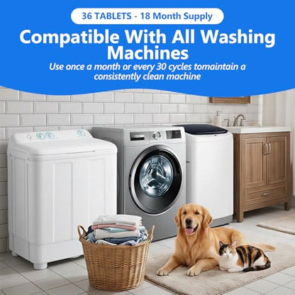 Washing Machine Cleaner-36Pack-18 Month Supply,Washer Machine Cleaner Tablets Formulated For Pet Owners,Easy Pet Hair Remover for Laundry,Compatible with HE, Top & Front Load Washer.Septic Safe - style: Pet Cleaners-Or