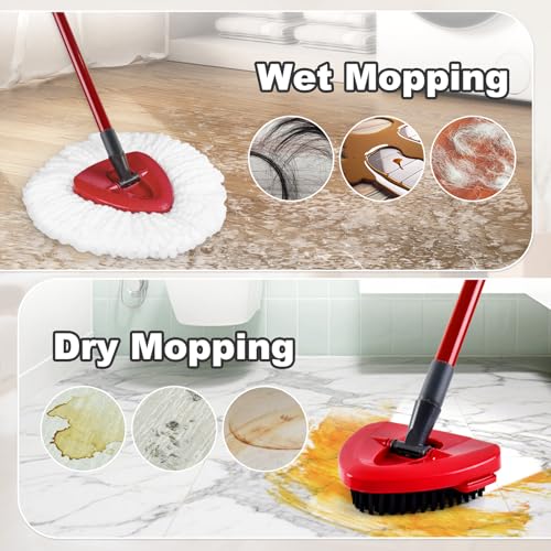 Mop Heads Replacement for Ocedar, Mop Replace Head for Ocedar EasyWring 1 Tank, Microfiber Spin Mop Refills, Include 4 Spin Mop Replacement Head Deep Cleaning Machine Washable with 2 Scrubber Mop Head - size: 4 Mop Head & 2 Upgraded Scrubber