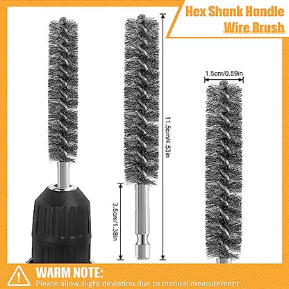 Geiserailie Bore Brush Bristles Wire Brush for Power Drill Cleaning Wire with Hex Shank Handle for Power Drill Cleaning(20 Pieces,Stainless Steel) - style: Stainless Steel