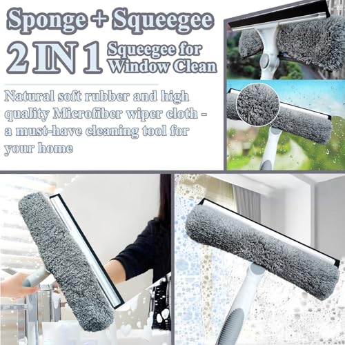 Professionalism Window Cleaner Tool for Windows Cleaning, Window Washing Kit with Streak-free Squeegee & Rotating Head, Extendable Glass Clean Extension Pole for Outdoor(1-1.95m/3.3-6.4ft+Cloth(1 PC)) - size: 1-1.95m/3.3-6.4ft+Cloth(1 PC)