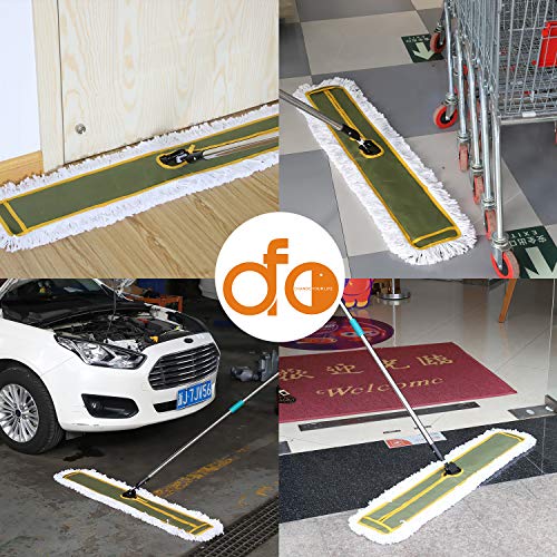 OFO 43inch Industrial Commercial Dust Mop 2 Sets // Heavy Duty Dust Mop // 63inch Length Stainless Steel Handle //Easily Clean Large Area Factory,Shopping Mall,Garage - style: 43 Inch