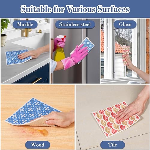 Lucomb 8 Pack Swedish Dishcloths for Kitchen, Reusable Dish Cloth Kitchen Towels Absorbent Sponges Fast Drying Swedish Dish Cloth for Washing Dishes Countertops Tables Cleaning - color: Persian Pattern