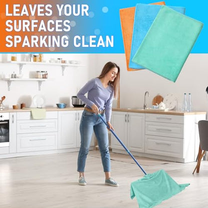 Newwiee 3 Pcs Extra Large Microfiber Cleaning Cloth 30" x 20" Washable Reusable Microfiber Towel Streak Free Lint Free Cloth for Cleaning Home Glass Office Window Bathrooms (Light Green,Blue,Orange) - color: Light Green, Blue, Orange