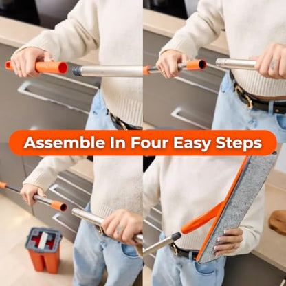 Macromax Premium Flat Tablet Mop - 8L Capacity for Wet & Dry Cleaning - Microfibre Mop with Washable Heads & Replacements - 180° Swivel Handle - Lock & Strap System for Hardwood, Tile & Laminate - color: Flat Tablet Mop
