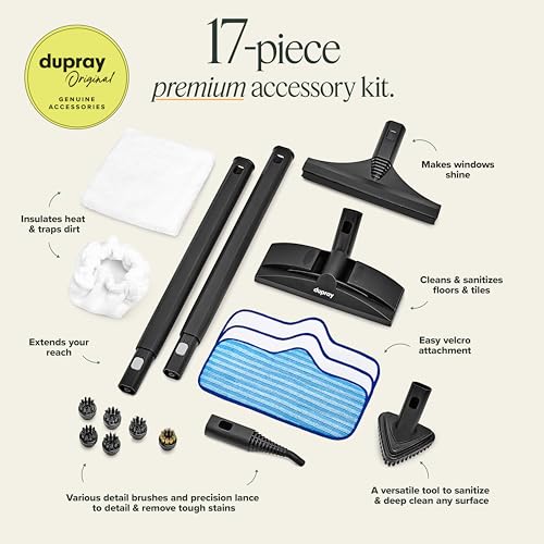 Dupray Neat Plus Steam Cleaner with 17-Piece Accessory Kit. A powerful multi-purpose steamer designed for deep cleaning floors, upholstery, grout, and more. *Kills 99.9% of Bacteria & Viruses - size: 17-piece (Neat Plus)