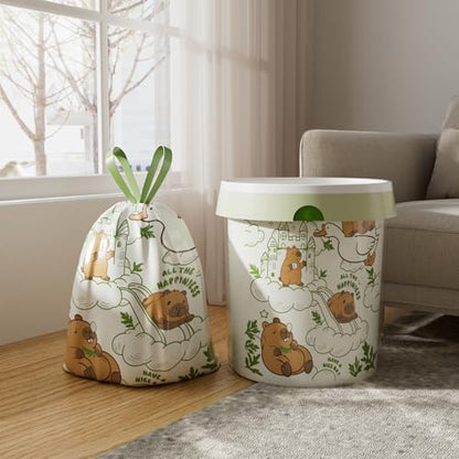13 Gallon Trash Bags with Printed Design and Drawstring, Leakproof and Odor Control Garbage Bags Tall Kitchen, Tear-Resistant Kitchen Trash Bags for Home, Portable Garbage Bags, 50 Count - style: Capybara-13 Gallons