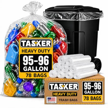 95-100 Gallon Clear Trash Bags Heavy Duty | MegaPack 78 Bags | Extra Large 95-96 Gallon Trash Bags Big Clear Can Liners, Extra Large 90 Gal, 95 Gal, 96 Gal,100 Gallon Heavy Duty Garbage Bags