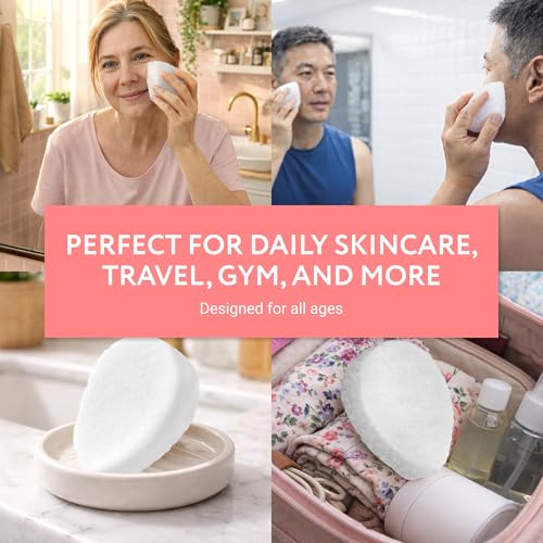 IMPRESA Facial Exfoliating Pads - Deep Cleansing Facial Sponges - Daily Exfoliation Face Scrubbers - Extra Thick Face Sponge - White, Pack of 10 - color: White, size: Thick