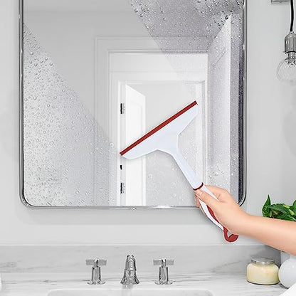 Superio 6” Window Squeegee with Grip Handle and Hanging Hook. (Red) - color: Red
