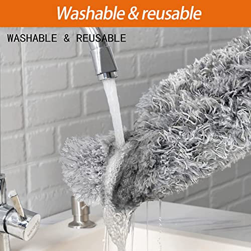 Dusters for Cleaning High Ceiling Fan, Newliton Microfiber Feather Duster with 30'' to 100'' Telescoping Extension Pole, Long Extendable Duster for Home Car Furniture Cobweb Gray - color: Gray