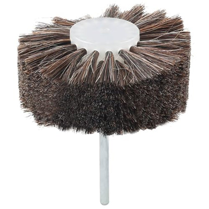 Bacar Non-Scratch Horsehair Polishing Wheel Brush with 1/4" Hex Shank, Soft Natural Bristle Buffing Wheel for Drill & Rotary Tool, Ideal for Wood Carving, Jewelry, Waxing & Delicate Surface Polishing - style: Flat Head