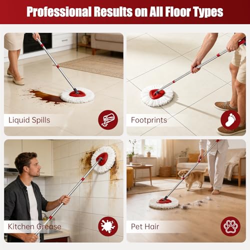 7 Pack Mop Heads Replacements for O Cedar with Mop Base, Microfiber Mop Replace Head for O-Cedar EasyWring Spin Mop, Heavy Duty Washable Pad Compatible with O-Cedar, Vileda