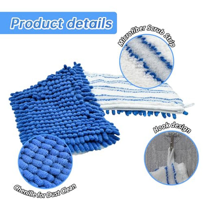 4 Pack Mop Heads Replacements Compatible with O-cedar Dual-Action Flip Mop,Microfiber&Chenille Mop Replace Head for Dry/Wet Use,Double-sided,Reusable and Washable Dust Mop Refills for Floor Cleaning | Double-sided flat mop pads, microfiber and chenille ma