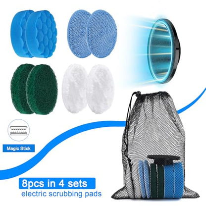 Electric Spin Scrubber Replacement Brush Heads Set, 8 Pieces, Multiple Brushes for Bathroom,Kitchen,Glass, Leather, Car Cleaning