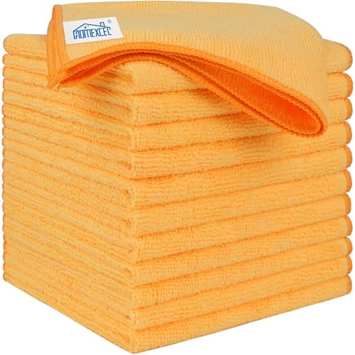 HOMEXCEL Yellow Microfiber Cleaning Cloths 12 Pack, 12.5 x 12.5 inch Microfiber Towel for Cars, Ultra Absorbent Car Washing Cloth, Lint Free Streak Free Cleaning Rags for Car, Kitchen, and Window - color: Yellow, size: 12.5 x 12.5 Inch