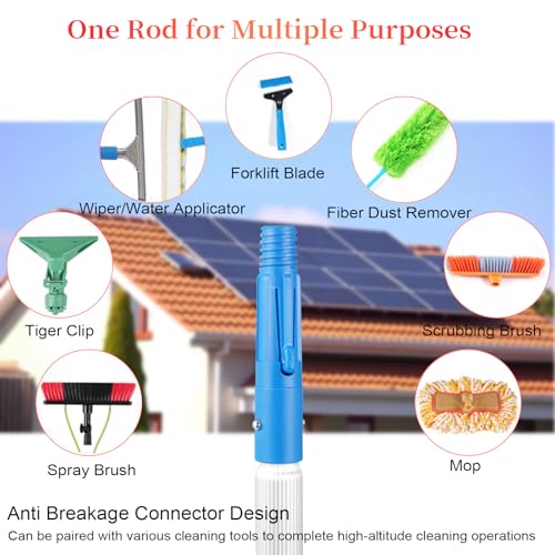 35 FT Water Fed Pole Kit Adjustable Solar Panel Cleaning Kit Cleaner Tool for Window Glass Roof Outdoor Glass Brush Window Washing Equipment (35ft)