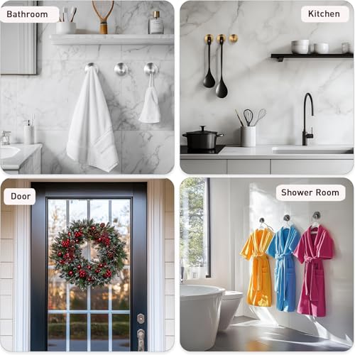 Suction Cup Hooks, Shower Hooks for Inside Shower, No-Drill Towel Hook Stainless Steel Waterproof Suction Hook for Wreaths, Loofah, Towel, Coat, Bath Robe (3, Black) - color: Black
