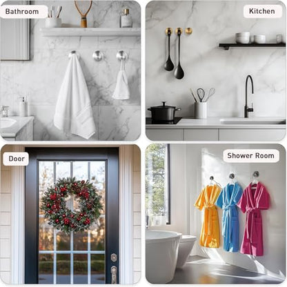 Suction Cup Hooks, Shower Hooks for Inside Shower, No-Drill Towel Hook Stainless Steel Waterproof Suction Hook for Wreaths, Loofah, Towel, Coat, Bath Robe (3, Black) - color: Black