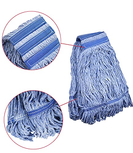 Mop Head Replacement Commercial Heavy Duty String Blue Wet Mop Heads for 3 Typs Commercial Mop Handle(6,Large,Weight 23oz) - size: 23 Ounce