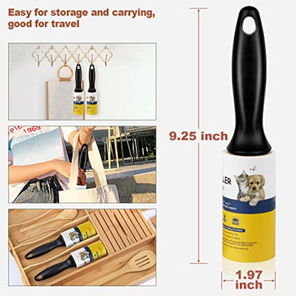 WulaWindy Lint Roller Pet Hair Remover - Extra Sticky Lint Remover Rollers for Clothes Sofa Carpet Pet Hair Dirt Removal - 8 Pack Refills