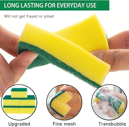 15 Pcs Kitchen Cleaning Sponge, Double Face Non-Scratch Scrub Sponge, Long Lasting, Super Absorbent Cleaning Supplies, for Kitchen Dishes and Cleaning