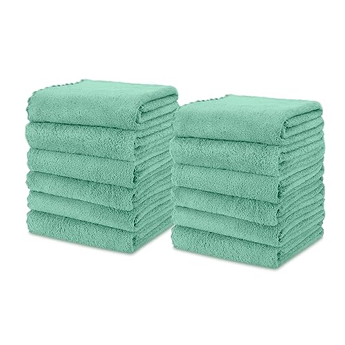 kimteny 12 Pack Microfiber Kitchen Dish Towel, 28 x 13 Inch Reusable Cleaning Cloth, 300 GSM Absorbent Towel for Dishes, Countertops & Sink (13x28-12 Pack, Green) - color: Green, size: 13x28 - 12 Pack
