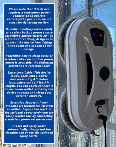 Automatic Window Cleaning Robot, Robot Window Cleaner with AI Intelligent Positioning & Edge Detection & Powerful Suction, Anti-Drop Safety for High-Rise Glass & Large Bay Windows