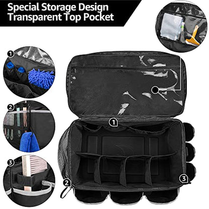 HODRANT Extra-Large Cleaning Caddy with EVA Hard Bottom, High Capacity Cleaning Supplies Organizer for Housekeeping & Home Work, Cleaner Tools Tote Bag with Shoulder Strap, Patent Design