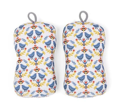 MÜkitchen Premium Microfiber Sponge Set for Dishes and Cleaning, 2 Pack, Printed (Scandi Birds) - color: Scandi Birds