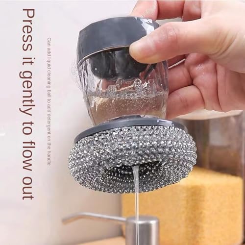 cdar Automatic Liquid Washing Brush with Replaceable Head Built-in Soap Dispenser Pot Brush Kitchen Cleaning Tool C - color: C