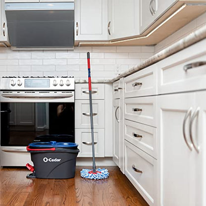 O-Cedar EasyWring RinseClean Microfiber Spin Mop & Bucket Floor Cleaning System with 3 Extra Refills, Plastic, Grey - color: Rinseclean Spin Mop & Bucket + 3 Extra Refills