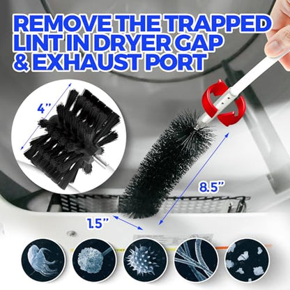 Holikme 42 Feet Dryer Vent Cleaner Kit - Lint Remover,Flexible Lint Brush with Drill Attachment, Fireplace Chimney Brushes for Easy Cleaning, Extends Up to 42 Feet, Use with or Without a Power Dril